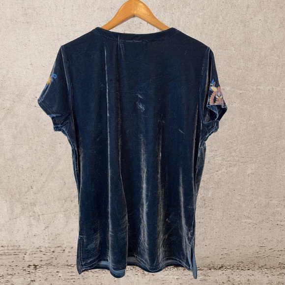 Paparazzi Blue Embellished Short Sleeve Blouse - Picture 2 of 4